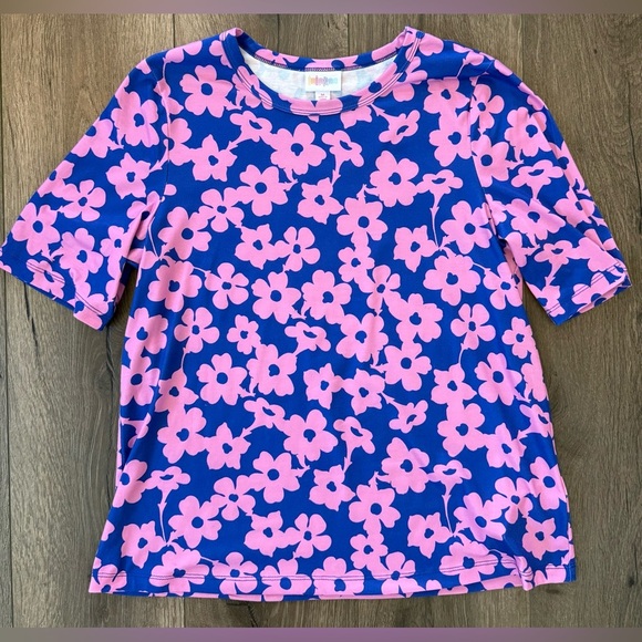 LuLaRoe Alli blue and pink Shirt Size Medium - Picture 1 of 6